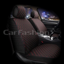 Накидки на передние сиденья LINEN CUBE, материал TWEED цвет черный, строчка красная, кант черный