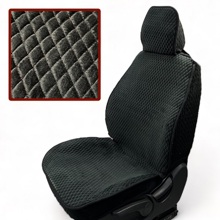 Комплект накидок на весь салон ROMB, ткань велюр, закрытые бока-гармошка велюр, спинка велюр, цвет черный, строчка красная, кант черный