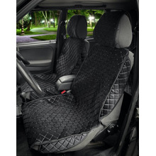 Комплект модельных накидок на передние сиденья для ваз 2109,2114,нива front, материал велюр, закрытые бока, цвет черный, строчка белая, кант черный