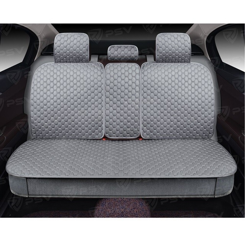 Комплект накидок на весь салон 5D Drap PLUS,материал драп (лен), цвет серый, строчка серая, кант серый Комплект накидок на весь салон 5D Drap PLUS,материал драп (лен), цвет серый, строчка серая, кант серый