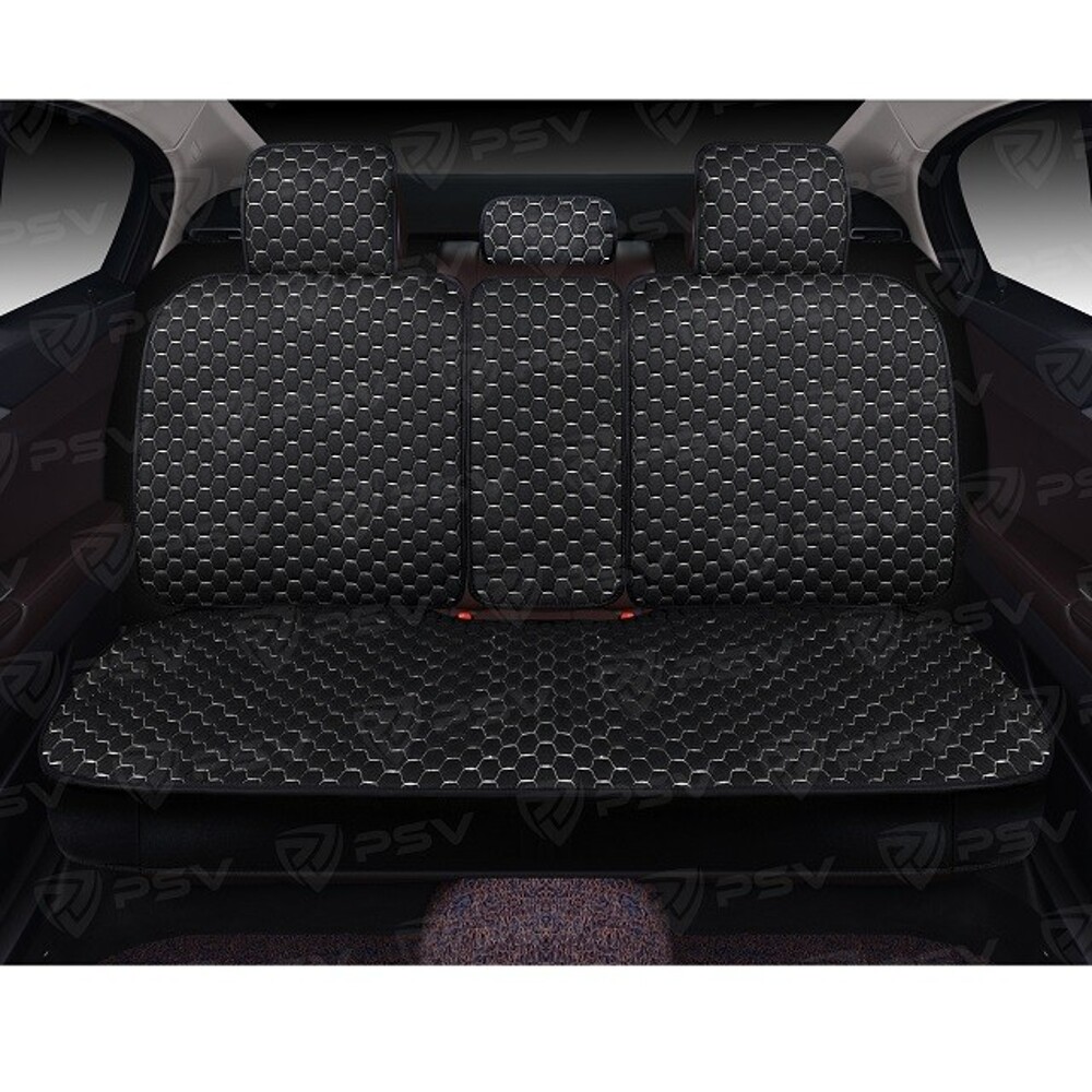 Комплект накидок на весь салон 5D Drap PLUS,материал драп (лен), цвет черный, строчка белая, кант черный Комплект накидок на весь салон 5D Drap PLUS,материал драп (лен), цвет черный, строчка белая, кант черный