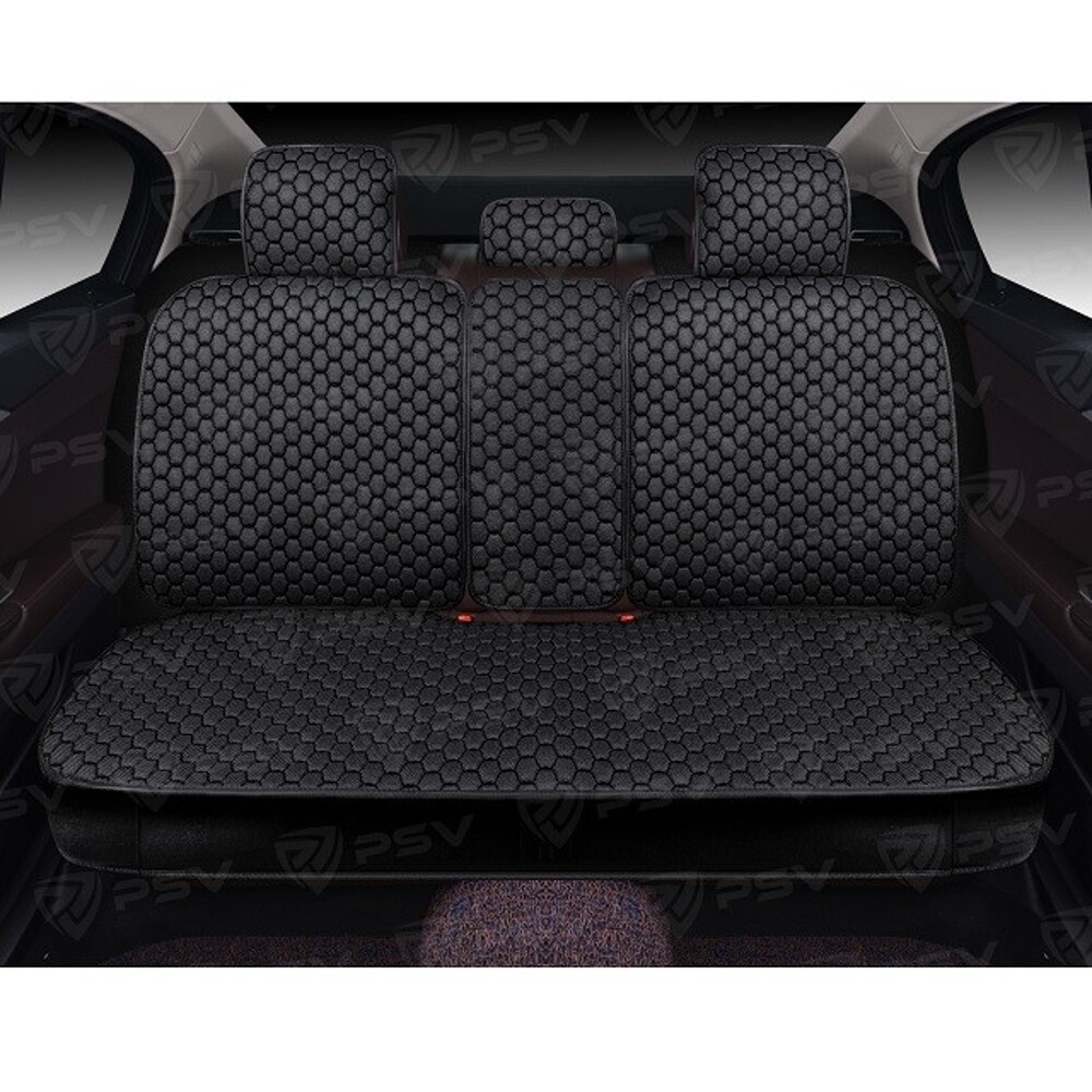 Комплект накидок на весь салон 5D Drap PLUS, материал драп (лен), цвет черный, строчка черная, кант черный Комплект накидок на весь салон 5D Drap PLUS, материал драп (лен), цвет черный, строчка черная, кант черный