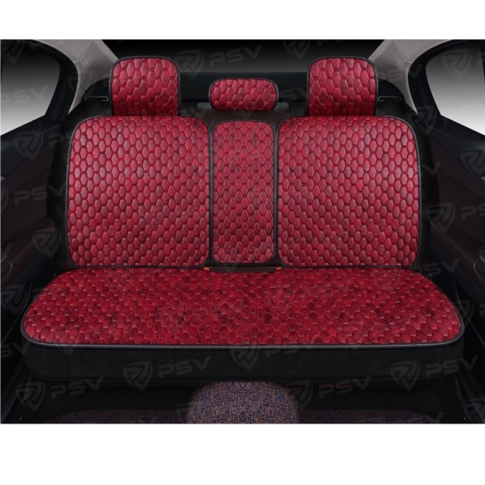 Комплект накидок на весь салон 5D Skin PLUS, материал Skin (мокрая кожа), цвет красный, строчка красная, кант черный Комплект накидок на весь салон 5D Skin PLUS, материал Skin (мокрая кожа), цвет красный, строчка красная, кант черный