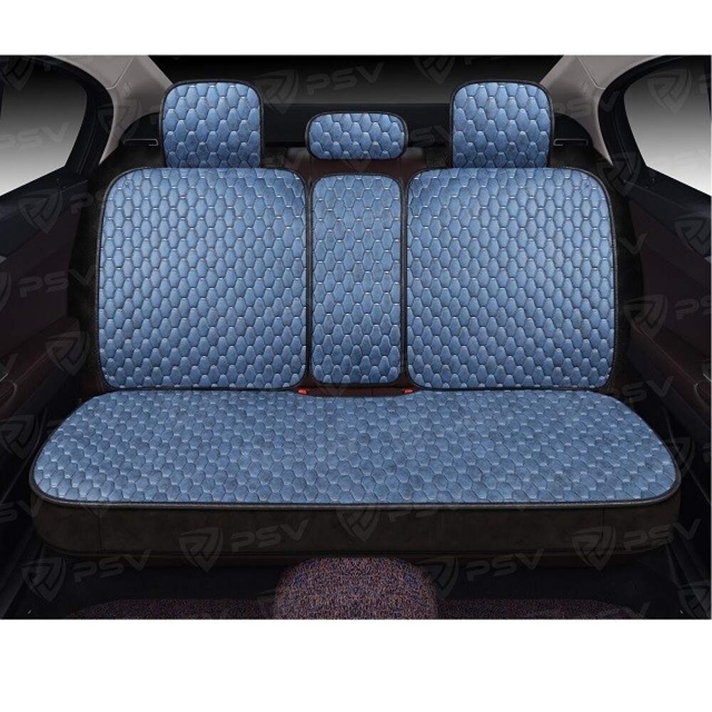 Комплект накидок на весь салон 5D Skin PLUS, материал Skin (мокрая кожа), цвет синий, строчка белая, кант черный Комплект накидок на весь салон 5D Skin PLUS, материал Skin (мокрая кожа), цвет синий, строчка белая, кант черный