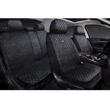 Комплект накидок на весь салон 5D Skin PLUS, материал Skin (мокрая кожа), цвет черный, строчка белая, кант черный