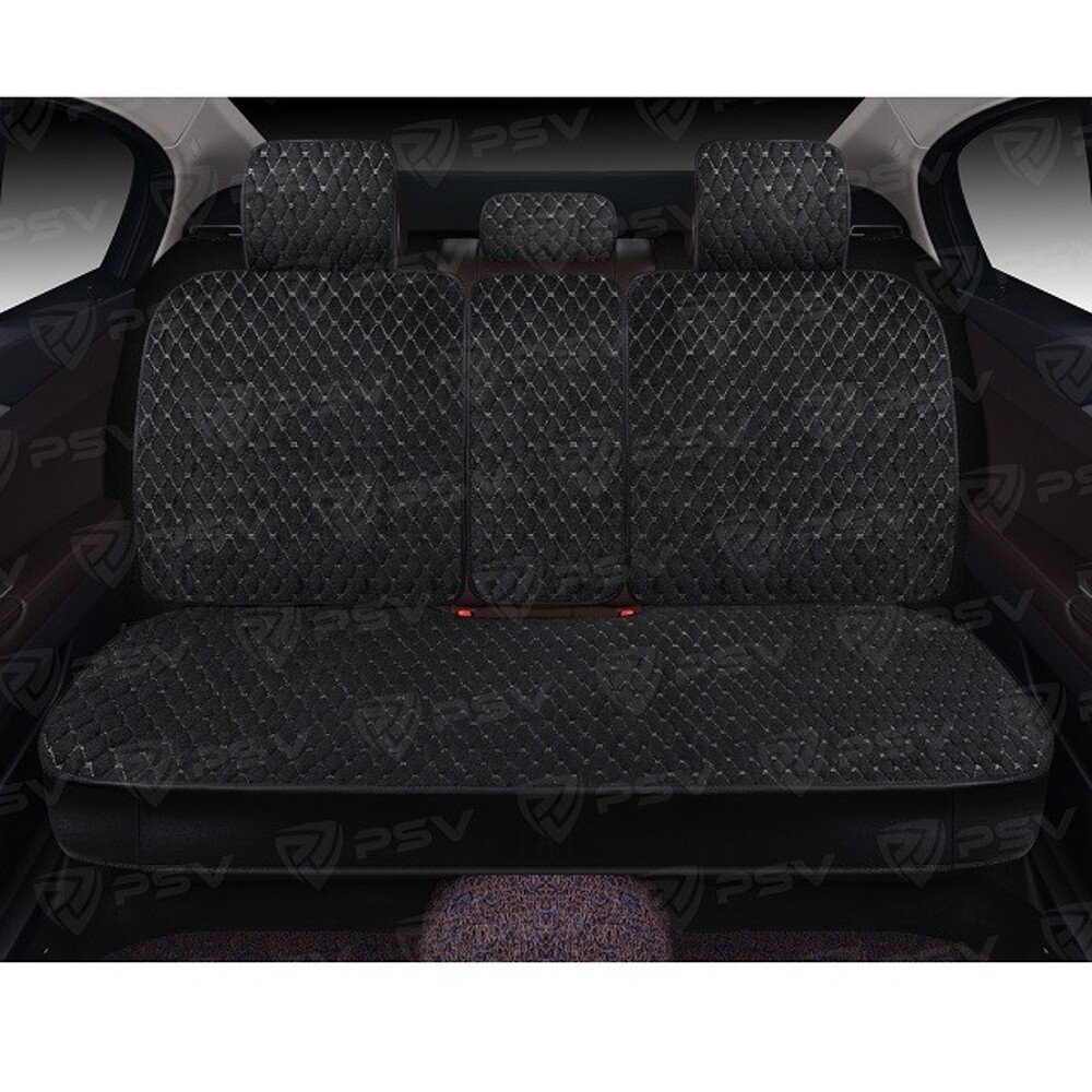 Комплект накидок на весь салон 5D Velvet PLUS, материал вельвет, цвет черный, строчка белая, кант черный Комплект накидок на весь салон 5D Velvet PLUS, материал вельвет, цвет черный, строчка белая, кант черный