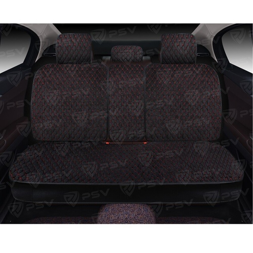 Комплект накидок на весь салон 5D Velvet PLUS, материал вельвет, цвет черный, строчка красная, кант черный Комплект накидок на весь салон 5D Velvet PLUS, материал вельвет, цвет черный, строчка красная, кант черный