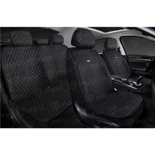 Комплект накидок на весь салон 5D Velvet PLUS, материал вельвет, цвет черный, строчка синяя, кант черный