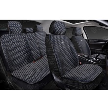 Комплект накидок на весь салон 5D Xolodok PLUS, материал холодок, цвет черный, строчка синяя, кант черный