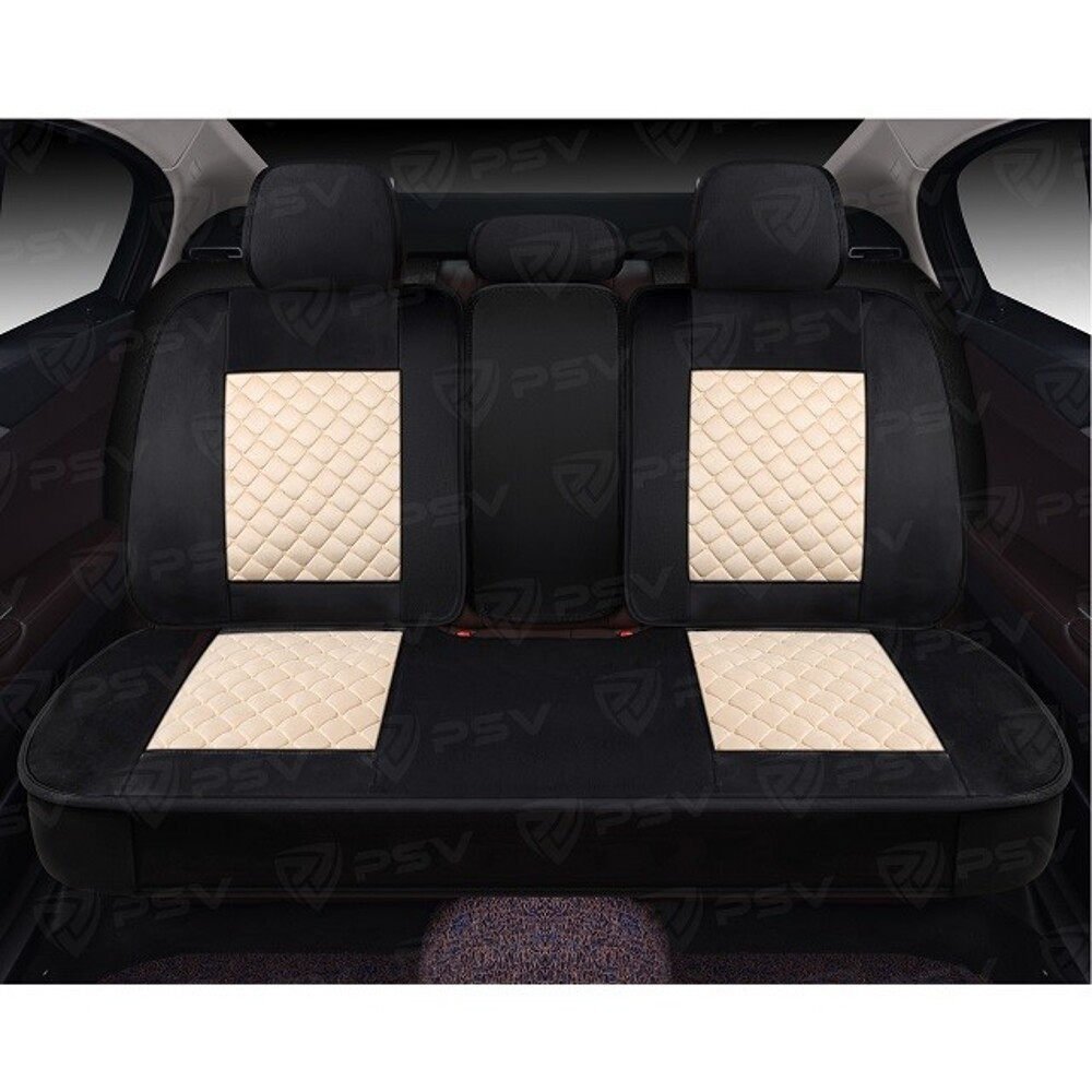 Комплект накидок на весь салон форма 5d favorit velur, материал велюр, цвет черный, вставка бежевая, строчка бежевая Комплект накидок на весь салон форма 5d favorit velur, материал велюр, цвет черный, вставка бежевая, строчка бежевая