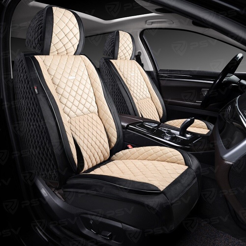 Комплект накидок на весь салон форма 5d favorit velur, материал велюр, цвет черный, вставка бежевая, строчка бежевая Комплект накидок на весь салон форма 5d favorit velur, материал велюр, цвет черный, вставка бежевая, строчка бежевая