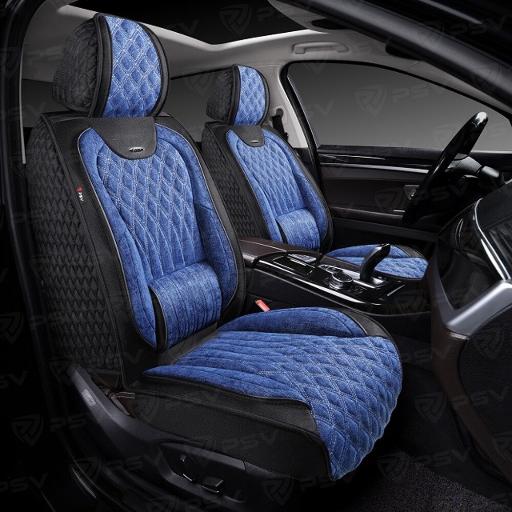 Комплект накидок на весь салон форма 5d galant velvet skin, материал вельвет+ мокрая кожа, цвет черный, вставка синяя, строчка белая Комплект накидок на весь салон форма 5d galant velvet skin, материал вельвет+ мокрая кожа, цвет черный, вставка синяя, строчка белая