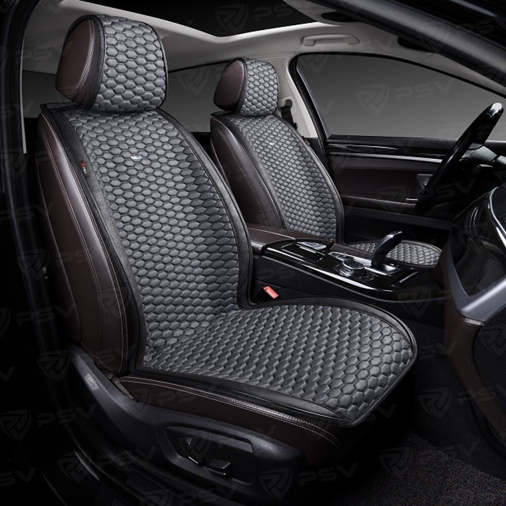 Комплект накидок на весь салон HORNET PRO Skin, материал мокрая кожа, цвет серый, строчка серая, кант черный Комплект накидок на весь салон HORNET PRO Skin, материал мокрая кожа, цвет серый, строчка серая, кант черный