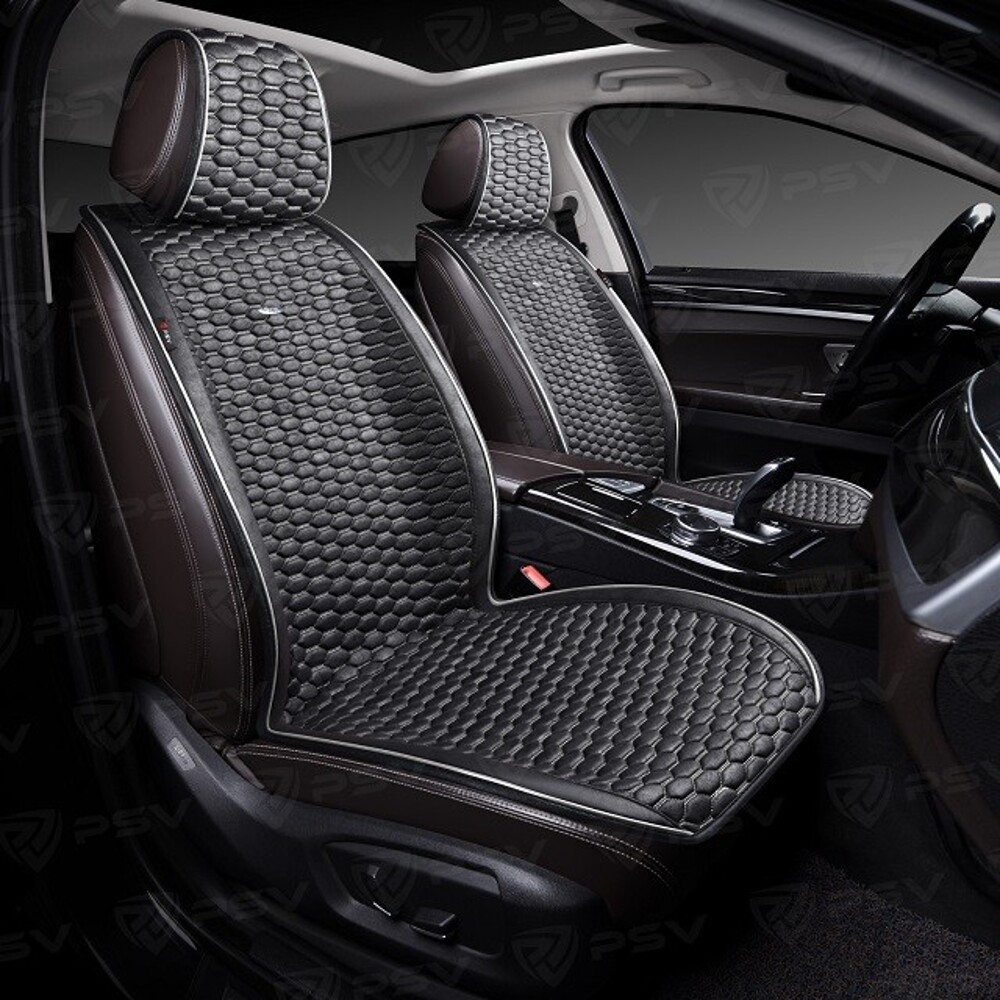 Комплект накидок на весь салон HORNET PRO Skin, материал мокрая кожа, цвет черный, строчка черная, кант белый Комплект накидок на весь салон HORNET PRO Skin, материал мокрая кожа, цвет черный, строчка черная, кант белый