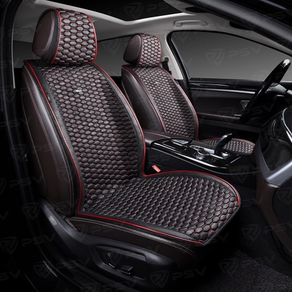 Комплект накидок на весь салон HORNET PRO Skin, материал мокрая кожа, цвет черный, строчка черная, кант красный Комплект накидок на весь салон HORNET PRO Skin, материал мокрая кожа, цвет черный, строчка черная, кант красный