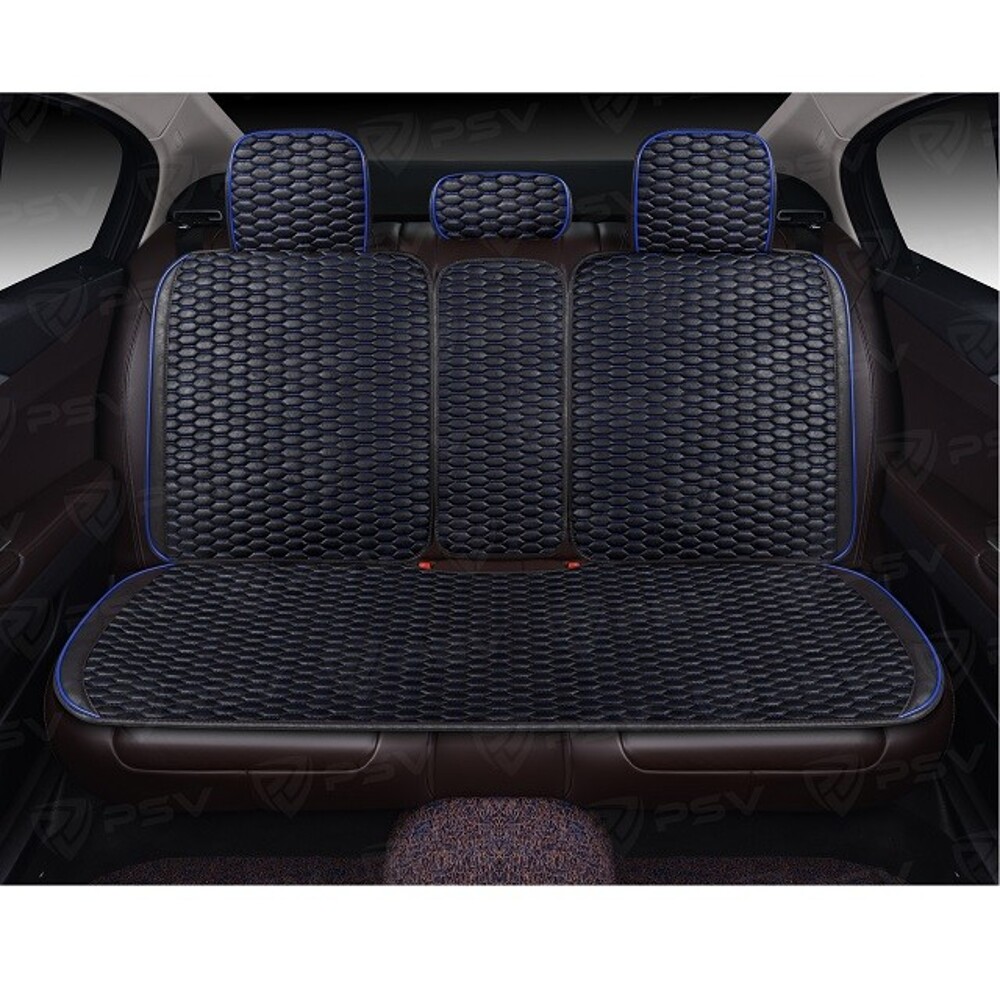 Комплект накидок на весь салон HORNET PRO Skin, материал мокрая кожа, цвет черный, строчка черная, кант синий Комплект накидок на весь салон HORNET PRO Skin, материал мокрая кожа, цвет черный, строчка черная, кант синий