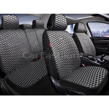 Комплект накидок на весь салон ATLAS+, материал шелк, цвет серый, строчка серая кант черный