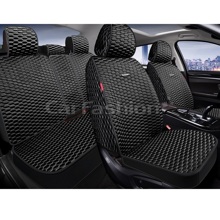 Комплект накидок на весь салон ATLAS+, материал шелк, цвет черный, строчка серая, кант черный