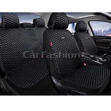 Комплект накидок на весь салон ATLAS+, материал шелк, цвет черный, строчка синяя, кант черный