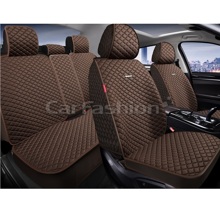 Комплект накидок на весь салон RANCHO+, материал лен, цвет коричневый, строчка коричневая, кант коричневый