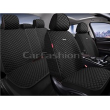 Комплект накидок на весь салон RANCHO+, материал лен, цвет черный, строчка черная, кант черный