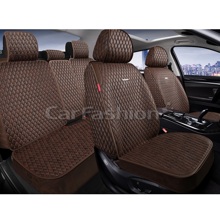 Комплект накидок на весь салон SHERIFF+, материал мокрая кожа, цвет коричневый, строчка коричневая, кант коричневый