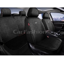 Комплект накидок на весь салон SHERIFF+, материал мокрая кожа, цвет черный, строчка черная, кант черный