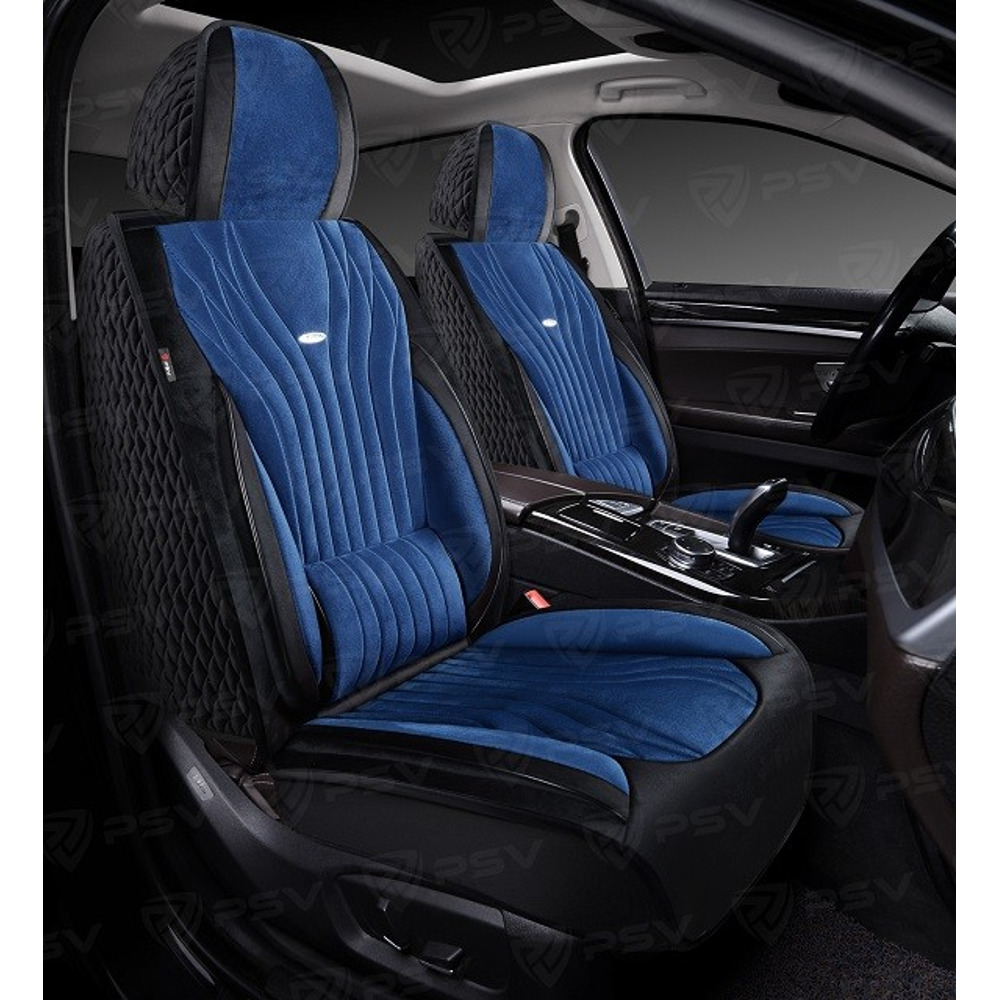 Комплект накидок на весь салон форма 5d angel velur, материал велюр, цвет черный, вставка синяя Комплект накидок на весь салон форма 5d angel velur, материал велюр, цвет черный, вставка синяя