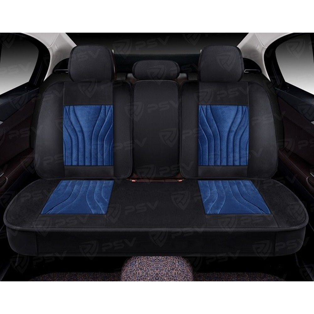 Комплект накидок на весь салон форма 5d angel velur, материал велюр, цвет черный, вставка синяя Комплект накидок на весь салон форма 5d angel velur, материал велюр, цвет черный, вставка синяя