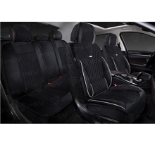 Комплект накидок на весь салон форма 5d angel velur, материал велюр, цвет черный, вставка черная, кант белый