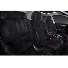 Комплект накидок на весь салон форма 5d angel velur, материал велюр, цвет черный, вставка черная, кант красный