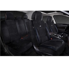 Комплект накидок на весь салон форма 5d angel velur, материал велюр, цвет черный, вставка черная, кант синий