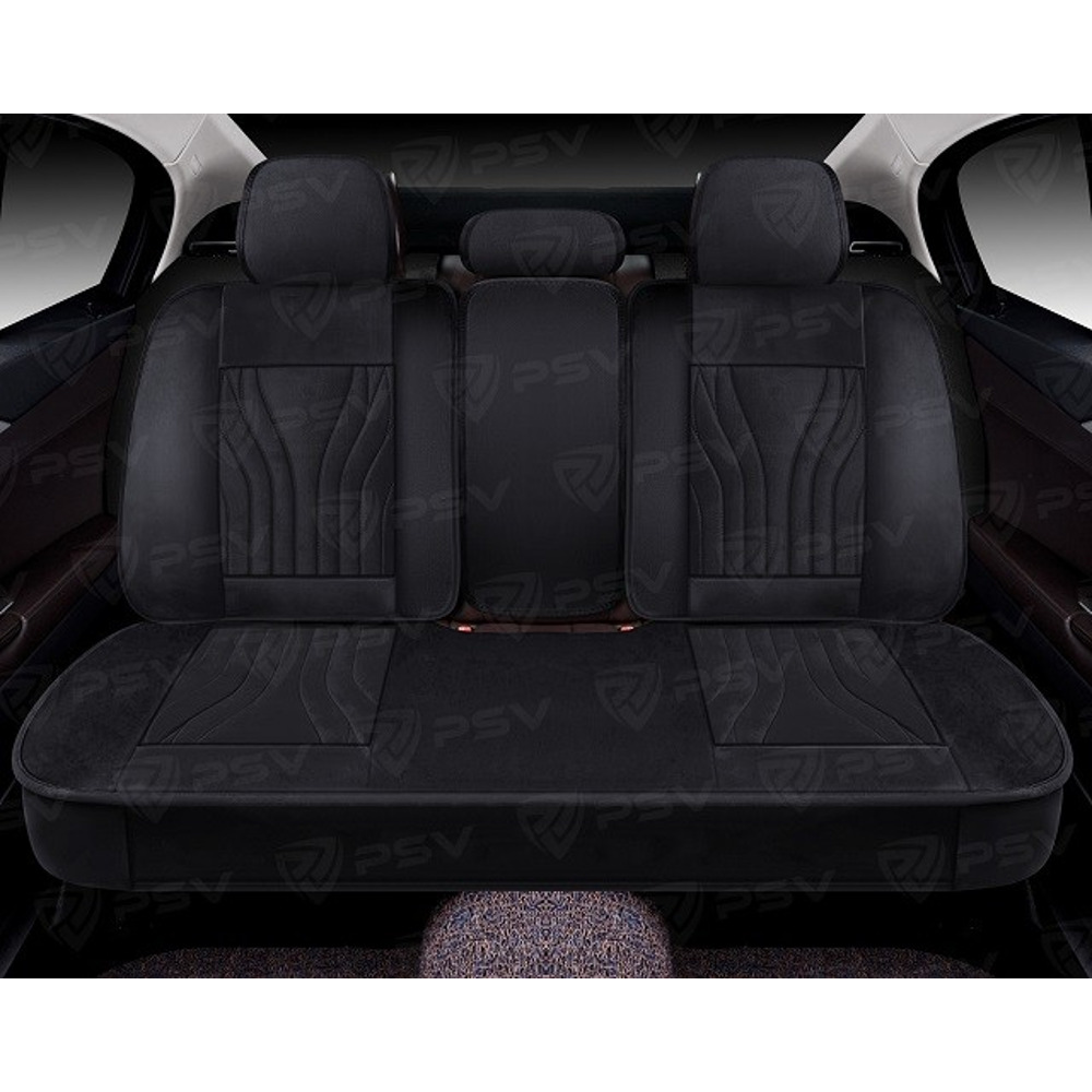 Комплект накидок на весь салон форма 5d angel velur, материал велюр, цвет черный, вставка черная, кант синий Комплект накидок на весь салон форма 5d angel velur, материал велюр, цвет черный, вставка черная, кант синий