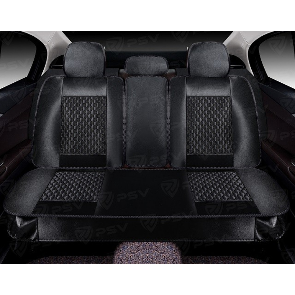 Комплект накидок на весь салон форма 5d laguna xolodok, материал холодок, цвет черный, строчка черная Комплект накидок на весь салон форма 5d laguna xolodok, материал холодок, цвет черный, строчка черная