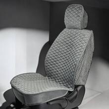 Комплект накидок на весь салон ромб plus,закрытые бока гармошка, ткань велюр, звезда, цвет серый, строчка серая, кант серый