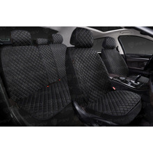 Комплект накидок на весь салон 5D Len PLUS эко next plus, материал лен, рисунок ромб тройка, цвет черный, строчка черная, кант черный