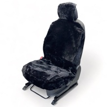 Накидка на переднее сиденье FRONT из натуральной высококачественной овчины без подклады, цвет черный с закрытыми боками и передом, размер L