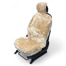 Накидка на переднее сиденье FRONT из натуральной высококачественной овчины без подклады, цвет капучино с закрытыми боками и передом, размер L