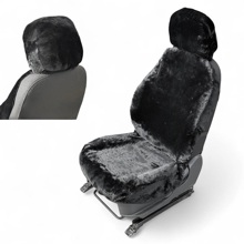 Накидка на переднее сиденье FRONT австралия из натуральной высококачественной овчины без подклады, подголовник капюшон, цвет черный с закрытыми боками