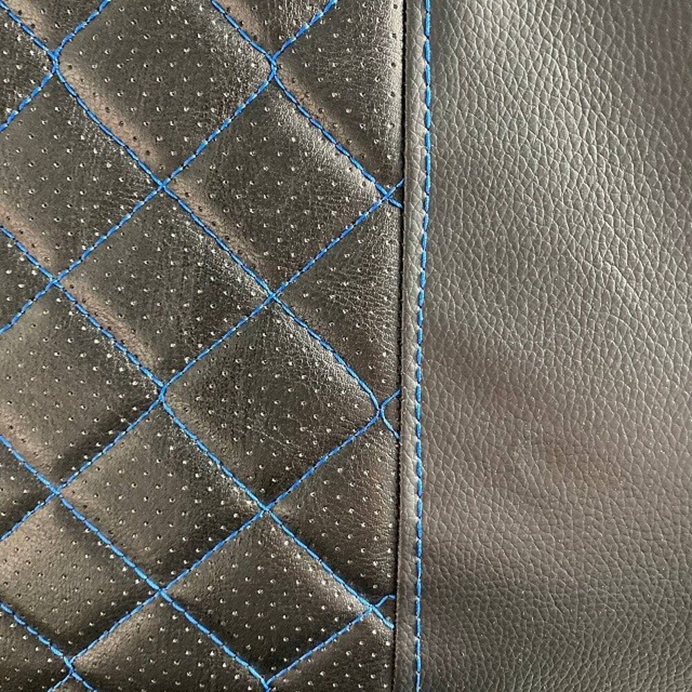 Комплект чехлов на весь салон для ваз - 2173 хечбек 2007-2013 г., Экокожа ромб, цвет чёрный/чёрный/синий Комплект чехлов на весь салон для ваз - 2173 хечбек 2007-2013 г., Экокожа ромб, цвет чёрный/чёрный/синий