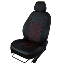 Комплект чехлов на весь салон для Skoda Octavia A5, 02.2004-04.2013, Экокожа ромб, цвет чёрный/чёрный/красный