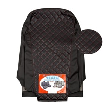 Комплект чехлов на весь салон для Hyundai Solaris, Kia Rio с 2017г, Экокожа, ромб, цвет чёрный, строчка красная