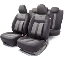 Комплект чехлов на весь салон COMFORT CUSHION+, эко-хлопок, цвет чёрный/серый