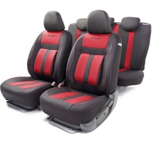 Комплект чехлов на весь салон COMFORT CUSHION+, эко-хлопок, цвет чёрный/красный