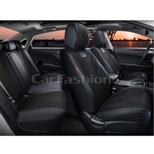 Комплект чехлов на весь салон 5D LEGION PLUS, материал замша/ЭкоКожа, цвет черный, строчка черная, кант черный