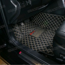 Комплект кожанных ковриков премиум класса для Renge Rover Sport (2004-2013), цвет черный с бежевой строчкой