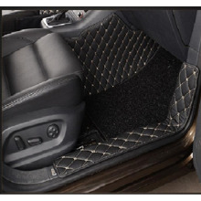 Комплект кожанных ковриков премиум класса для MB G63 AMG (2009-2012), цвет черный с бежевой строчкой + ворсовой слой