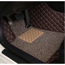 Комплект кожанных ковриков премиум класса для MB S 222Long (2014-н.в.), цвет темно-коричневый с бежевой двойной строчкой