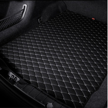 Комплект кожанных ковриков премиум класса для BMW X6 F16 2014-н.в., кожанный люкс синей с синей строчкой +ворс черный