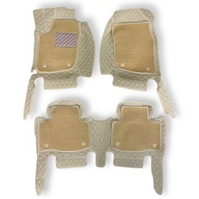 Комплект кожанных ковриков премиум класса для Toyota Rav 4 2013->-н.в., кожанный премиум бежевый с бежевой строчкой +ворсовой слой